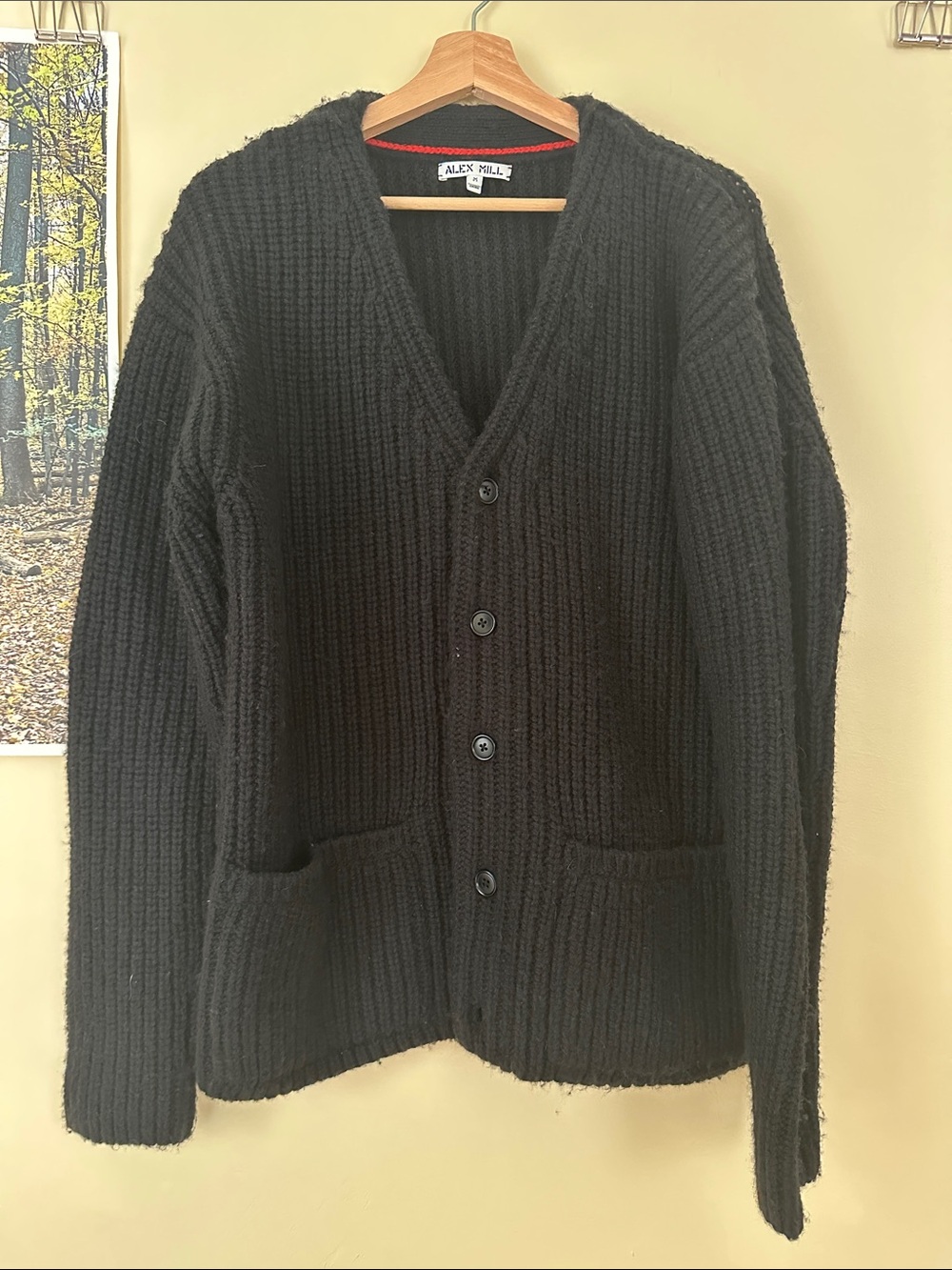 Alex Mill Men’s Jensen Cardigan in Merino - Black